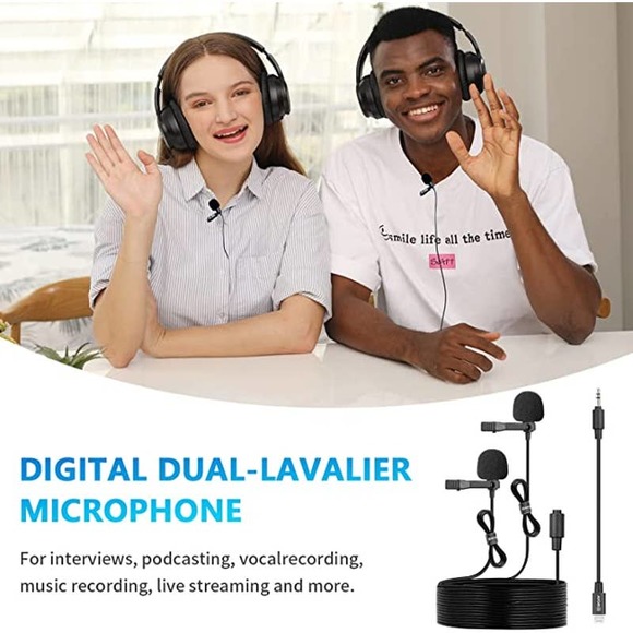 BOYA M2D Dual Mini Lavalier omnidirectional Microphone for iOS Devices - Picture 6 of 6